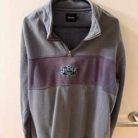 Ghanda Two-Tone Gray Zip-Up Men's Sweater - Picture 1 of 3